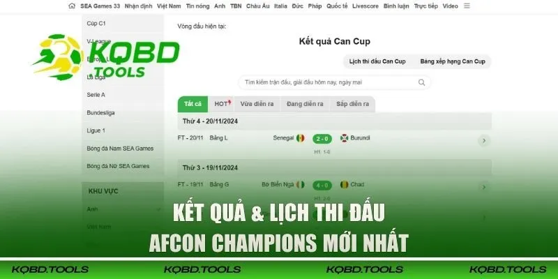 Kết quả & lịch thi đấu mới nhất tại KQBD